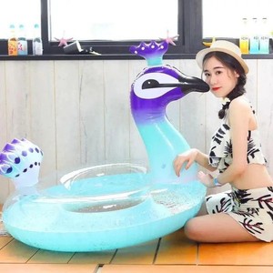 ห่วงยางเป่าลมรูปนกยูงขนาดใหญ่ น่ารักสำหรับผู้ใหญ่ เหมาะสำหรับปาร์ตี้ริมสระน้ำ ทะเลสาบ หรือชายหาดในช่วงฤดูร้อน - Product Image 5