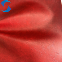 Bahan Kain Kulit Imitasi PVC Berkualitas Tinggi Warna Merah Dua Nada untuk Furnitur Sofa dan Kursi Sofa