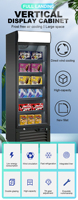 Congélateur vertical à porte unique, vitrine de présentation pour aliments surgelés et glaces, congélateur commercial à refroidissement par ventilateur pour supermarché et magasin