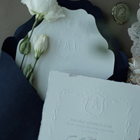 Enveloppe en papier fantaisie personnalisée pour événements de mariage, imprimée en offset avec gaufrage, carte de vœux en coton écologique estampillée à chaud