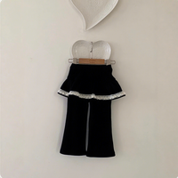 Pantalons en dentelle évasés doublés de polaire pour enfants, automne et hiver : pantalons chauds et élégants pour filles