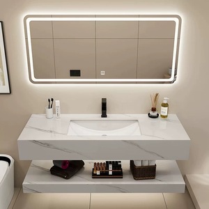 Tocador de baño de Hotel de Venta caliente con espejo de iluminación Gabinete colgado en la pared con <span class=keywords><strong>precio</strong></span> barato Tocador de baño de pizarra de <span class=keywords><strong>roca</strong></span> - Product Image 3