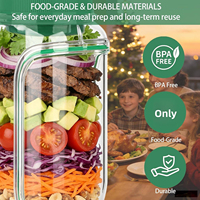 Boîte à salade anti-fuite à ouverture latérale, récipient portable pour aliments, fruits et légumes, vente en gros, logo personnalisé OEM