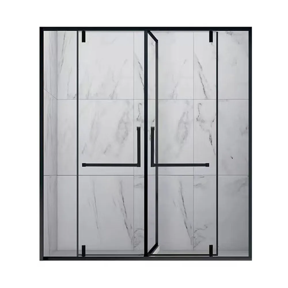 Banheiro WC Sit Glass Partition T Shape Shower Room Pivot Dobradiça Glass Door Accessories Sets