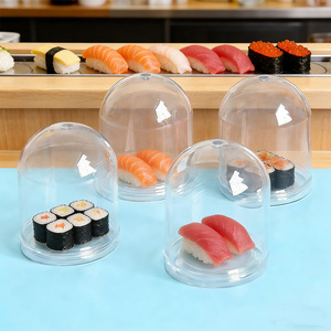 Transparent <b>Plastic</b> Dome <b>Display</b> <b>Cases</b> For Sushi Food Storage And Desktop Decoration With Lid Cover 4 Pcs Set - Product Image 1