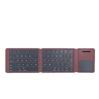 Keyboard Eksternal Silikon Lipat Tiga Bahan Kulit PU ABS Isi Ulang Daya, Keyboard Bluetooth Mini Lipat & Sebagainya