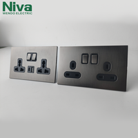 Prise murale standard britannique Niva 13A 220V en cuivre et laiton, 2 prises, installation facile, USB Type C pour la maison, le bureau, l'hôtel