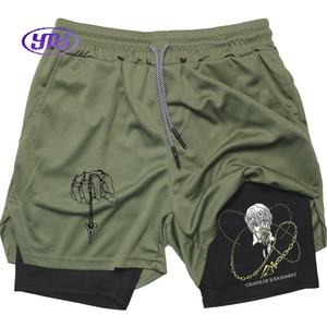 شورت أداء أنيمي كورابيكا مطبوع صالة ألعاب رياضية كاجوال شورت ضغط رياضي شورت تمرين الجري شبكة 2 في 1 بنطال رياضي قصير - Product Image 1