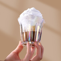 Tasse à café en verre trempé à rayures verticales Aussie Latte Iced Latte Espresso Tasse à vin transparente en verre à liqueur Tasse pour les fêtes du vin