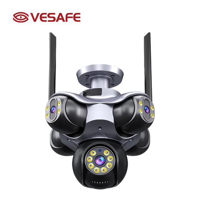 4MP 4-Lens Outdoor Full Color 360 Panoramic PTZ Security Camera with 24H Auto Tracking WiFi Cloud Storage