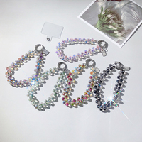Chaîne de poignet portable en alliage de zinc avec perles de cristal scintillantes, sangle de téléphone durable, anti-perte, porte-clés de sac, pendentif pour téléphone portable