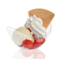 Clair Bateau En Forme De Bol Gâteau Conteneurs En Plastique Vaisselle Concave Dessert Fruits Mousse Gelée Tasse pour Fête De Mariage Cérémonie