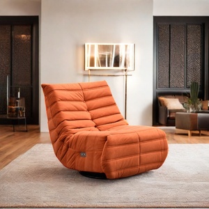 Inclinable moderne et élégant en tissu microfibre pour une place Cadre en bois extensible Base en métal orange Housse amovible de qualité supérieure - Product Image 1