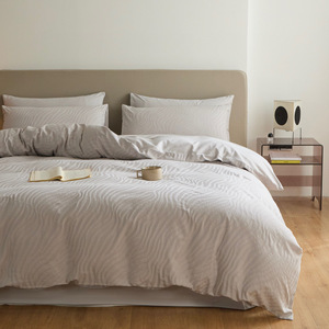 100% coton brossé 60S brillant lavé tridimensionnel Jacquard quatre pièces ensemble de literie <span class=keywords><strong>gris</strong></span> argent avec emballage exquis - Product Image 2