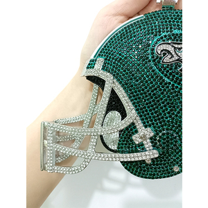Nouveau <span class=keywords><strong>collier</strong></span> personnalisable de 6 pouces avec casque d'aigle de <span class=keywords><strong>Philadelphie</strong></span> en strass vert, style hip-hop tendance - Product Image 4