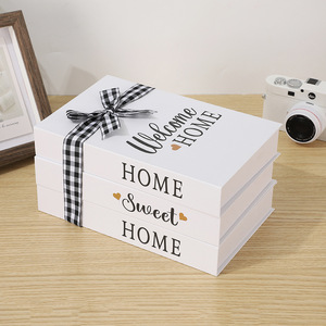 Three-Piece Rustic Style Rectangle <strong>Book</strong> Set White Hemp Rope Decorative <strong>Books</strong> for Pastoral Home Coffee Table <strong>Room</strong> Decor - Product Image 4