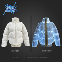 Veste matelassée à logo personnalisé avec fibres optiques LED, manteau lumineux LED, veste qui brille dans le noir pour hommes