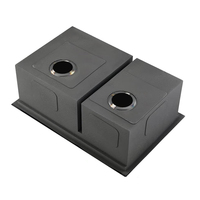 Évier de cuisine Nano Black Under Mount à double cuvette en acier inoxydable pour armoire de cuisine