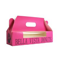 Boîte à gâteau rose portable avec fenêtre transparente, boîte personnalisée pour beignets et gâteaux roulés, conteneur alimentaire de qualité pour pâtisserie à emporter pour les fêtes