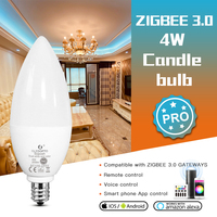 Ampoule à LED Gledopto Zigbee PRO CRI 80 RGB + CCT 4W Base:E14/E12 Décorations de Noël ampoule rgb de Noël