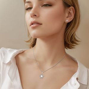 Joyería elegante para mujer, pendientes de tuerca de flor de Plata de Ley 925 con <span class=keywords><strong>centro</strong></span> de perla y circón pavimentado - Product Image 5