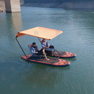 Catamaran gonflable personnalisé d'usine de la Chine avec <span class=keywords><strong>moteur</strong></span> électrique, <span class=keywords><strong>bateau</strong></span> de sièges tandem avec auvent de parasol - Product Image 5