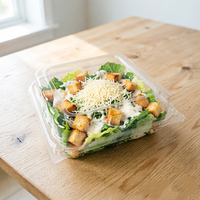 Boîte à salade en plastique PET écologique avec couvercle à charnière transparent, emballage en forme de coquille pour salade fraîche, fruits, sushi, nouilles - Contenant de qualité alimentaire