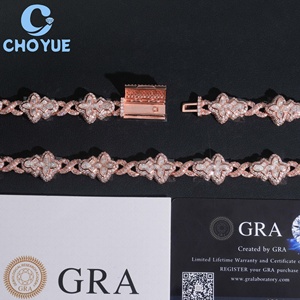 Collar de Cadena Cubana Personalizado Clover de 15 mm, Chapado en Oro Rosa sobre Plata de Ley, con Moissanita, Estilo Hiphop para Hombre, Joyería Iced Out - Product Image 6