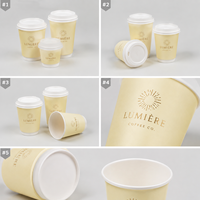 Gobelets en papier personnalisés à double paroi avec couvercles et manchons, logo en feuille d'or pour café, boissons chaudes, café à emporter, vente en gros