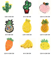 Finestyle usine de haute qualité à la main perles mignon été fruits ananas banane cerise cristal patchs patchs perlés pour chapeau