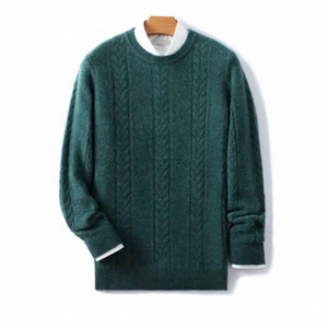 เสื้อสเวตเตอร์คอกลมถักสีน้ำเงินสำหรับผู้ชาย แขนยาว สีพื้น ผ้าวูล ทรงปกติ รุ่นฤดูใบไม้ร่วง 2027 - Product Image 5