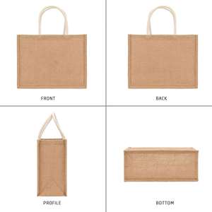 Bolsa de Playa Reutilizable de Lona de Yute Laminada Ecológica, Bolsas de Compras de Arpillera con Logotipo Personalizado - Product Image 3