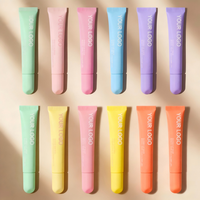 Tubes de gloss à lèvres vides roses de 10 ml, tubes cosmétiques souples à presser, bouchon à vis, logo personnalisé, emballage en plastique, vente en gros