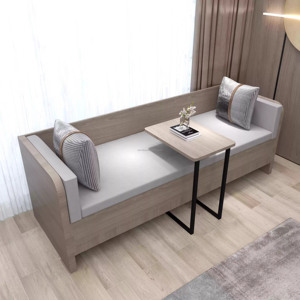 Contemporary Hotel Room Furniture Custom Twin <b>Single</b> <b>Bed</b> With Headboard Bedside Table Lounge <b>Sofa</b> For 3 Star Hotel Bedroom Sets - Product Image 4