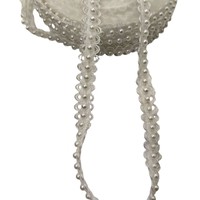 En stock, vente directe : Dentelle élastique à double rangée de perles, faite à la main, 4 cm, accessoires vestimentaires