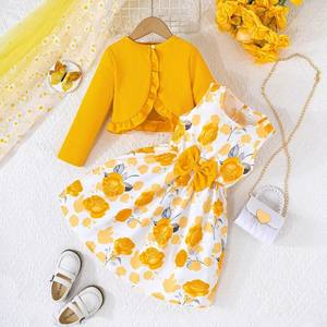 Koreaanse Stijl Paars Baby Meisje Verjaardag Jurken Bloemenmeisje Kinderkleding Voor Bruiloft Mooie Kid Girl Jurk Met Jas - Product Image 1