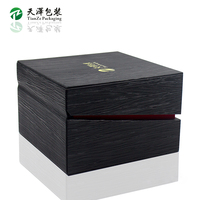 Boîte à montre en bois texturé noir personnalisée pour emballage cadeau de marque de montres de luxe, boîte de rangement pour montre unique avec logo personnalisé OEM