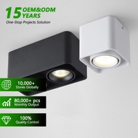 Spot lumineux LED carré réglable pour le plafond, design simpliste, montage en Surface sur panneau, Double ou Triple tête, idéal pour un salon