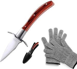 <span class=keywords><strong>Set</strong></span> di coltelli da ostrica in acciaio inossidabile di alta qualità e guanti resistenti al taglio livello 5 protezione Kit apri frutti di mare strumenti - Product Image 1