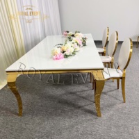 Table de luxe moderne en acier inoxydable, Table et chaises de dîner de mariage pour les événements