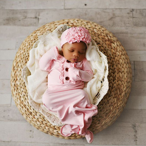 Ultra Morbida Come la Seta Infantile Manica Lunga di Bambù Sacco A Pelo con il Cappello Appena Nato Del Bambino Ruffle Annodato Abito - Product Image 3