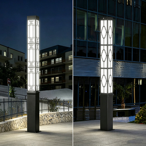 Modern aluminum outdoor LED lamp <b>post</b> for waterproof garden walkway <b>lighting</b> and landscape illumination - Product Image 2