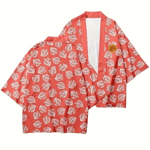 Kimono <span class=keywords><strong>Haori</strong></span> rosa con estampado de hojas para mujer, disfraz de Cosplay de animales, disfraz tradicional japonés <span class=keywords><strong>verde</strong></span> para hombre, ropa de calle Yukata - Product Image 5