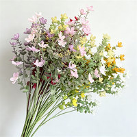 L-065 Vente en gros de bouquets de jasmin artificiels faits à la main en soie, longues tiges, fleurs artificielles blanches, arrangement pour mariage, Noël