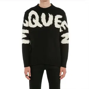 Long Sleeve Pullover Computer Knitted Crew Neck Cotton Men Sweater