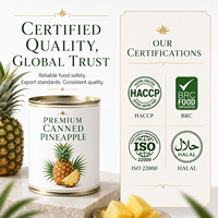 Eetbare zoete ananassap, ingeblikt fruit, private label leverancier van op maat gemaakte ingeblikte ananasringen