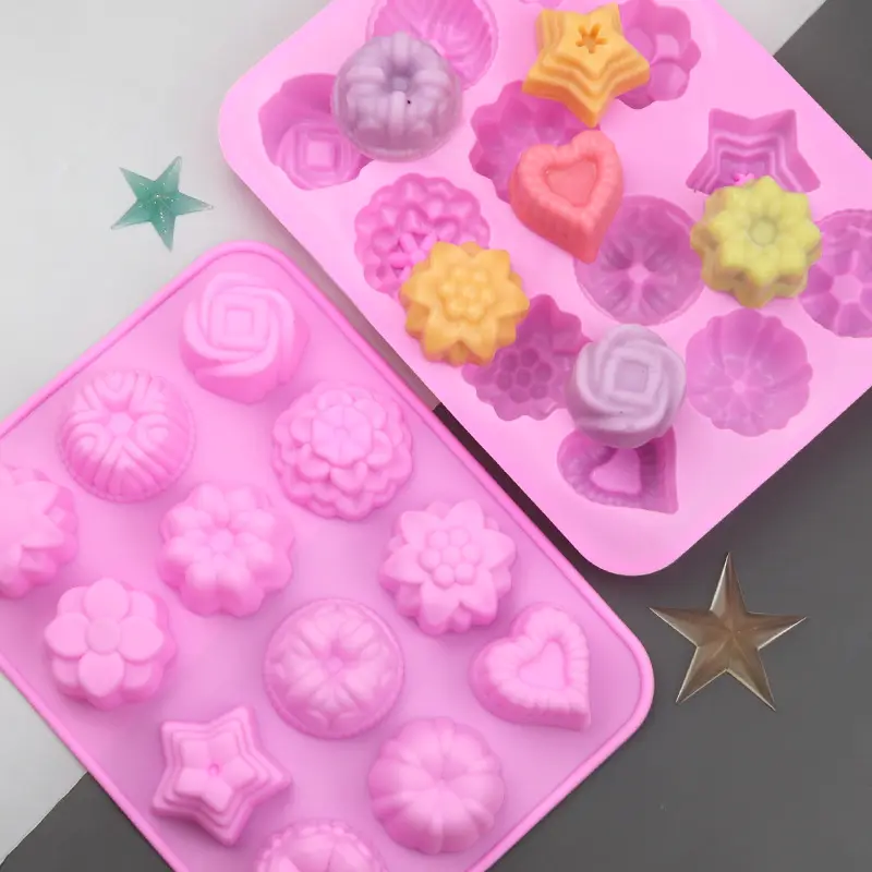 Eco-friendly 12 Kinds Shape 3D Silicone Jelly Gel Mold