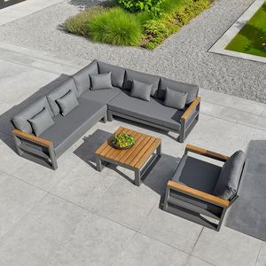Mobilier d'extérieur <span class=keywords><strong>6</strong></span> sièges d'hôtel en forme <span class=keywords><strong>de</strong></span> L groupe <span class=keywords><strong>de</strong></span> sièges canapé d'angle <span class=keywords><strong>de</strong></span> patio ensemble <span class=keywords><strong>de</strong></span> canapés <span class=keywords><strong>de</strong></span> <span class=keywords><strong>jardin</strong></span> imperméables - Product Image 1