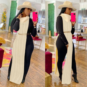 <span class=keywords><strong>Pull</strong></span> de couleur unie tricot Boutique vêtements robes <span class=keywords><strong>sans</strong></span> manches col roulé <span class=keywords><strong>chemise</strong></span> haut Nigh Club forme porter fendu Sexy <span class=keywords><strong>robe</strong></span> femmes - Product Image 1