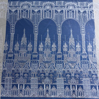 Tissu en dentelle brodé de perles et de sequins blancs en forme de château tridimensionnel - Tissu en dentelle pour robes de mariée de style européen